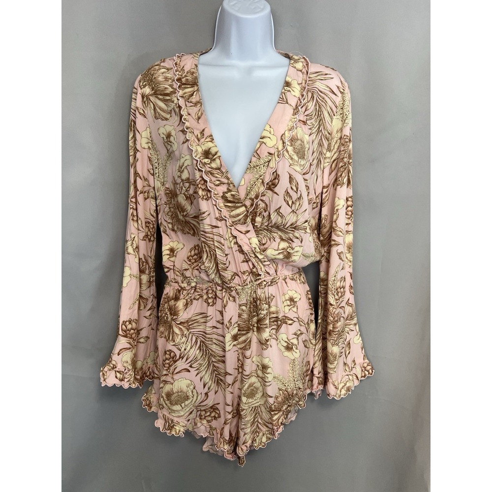 Agua Bendita By Target Women's Romantic Floral Print Flare Sleeve Romper SZ S